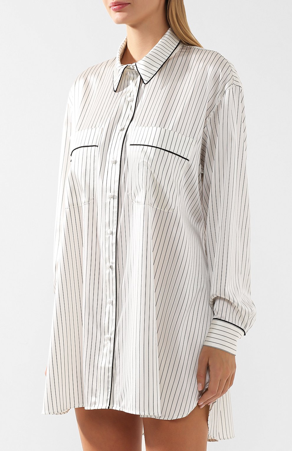 Шелковая сорочка CHANTAL THOMASS черно-белого цвета по цене 28210 руб., арт. TG62_бел, фото 3 Шелковая сорочка CHANTAL THOMASS, арт. TG62_бел, фото 3