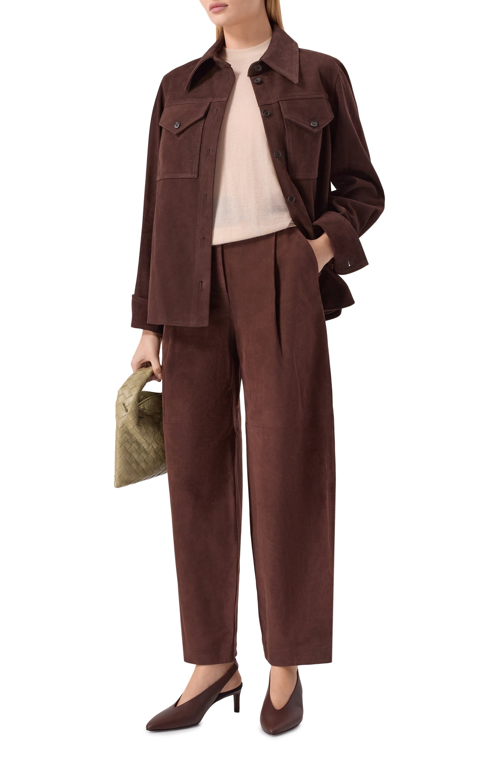 Замшевые брюки CO коричневого цвета по цене 206000 руб., арт. 5067AGS-PF25, фото 2 Замшевые брюки CO, арт. 5067AGS-PF25, фото 2