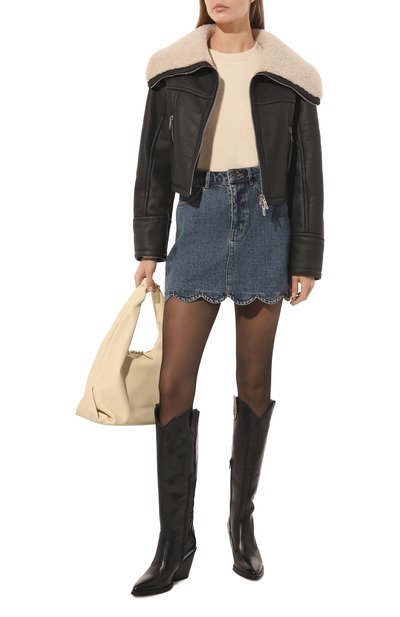 Джинсовая юбка SELF-PORTRAIT тёмно-голубого цвета по цене 27500 руб., арт. RS23-803SK, фото 2 Джинсовая юбка SELF-PORTRAIT, арт. RS23-803SK, фото 2