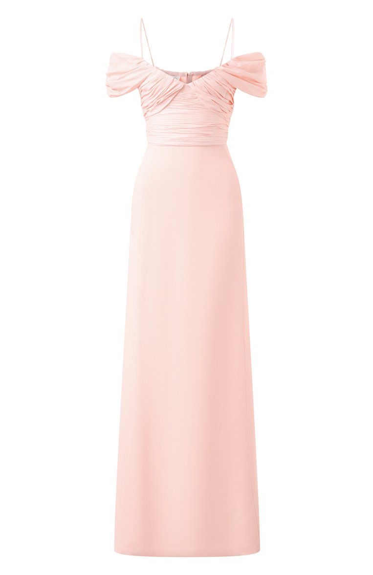 Женское платье GIAMBATTISTA VALLI светло-розового цвета, арт. 25SSPVTE5139-18GDM | Фото 1 (Длина Ж (юбки, платья, шорты): Макси; Материал сплава: Проставлено; Драгоценные камни: Проставлено; Стили: Романтичный; Рукава: На бретелях; Женское Кросс-КТ: Платье-одежда; Случай: Коктейльный; Материал внешний: Синтетический материал)