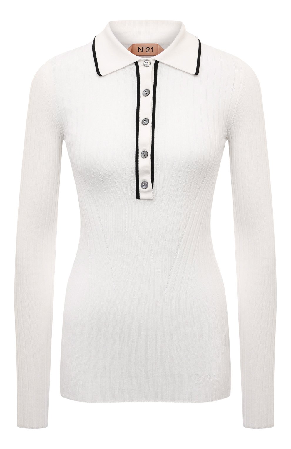 Поло из вискозы N21 белого цвета по цене 47700 руб., арт. A001/7534, фото 1 Поло из вискозы N21, арт. A001/7534, фото 1