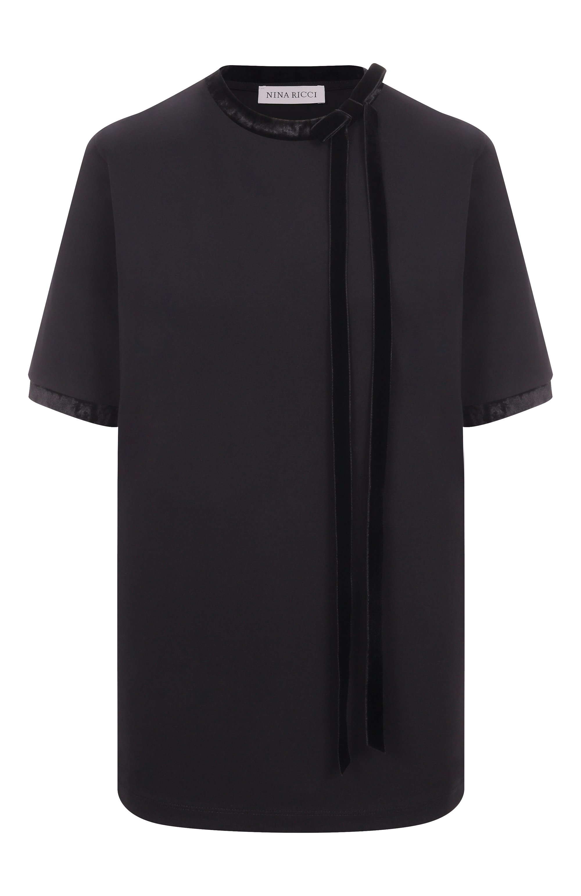 Хлопковый топ NINA RICCI черного цвета по цене 43250 руб., арт. 25AJT0035/C01108, фото 1 Хлопковый топ NINA RICCI, арт. 25AJT0035/C01108, фото 1