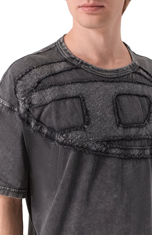 Хлопковая футболка Diesel A19545/0HGBX Серый  A19545/0HGBX Фото 5