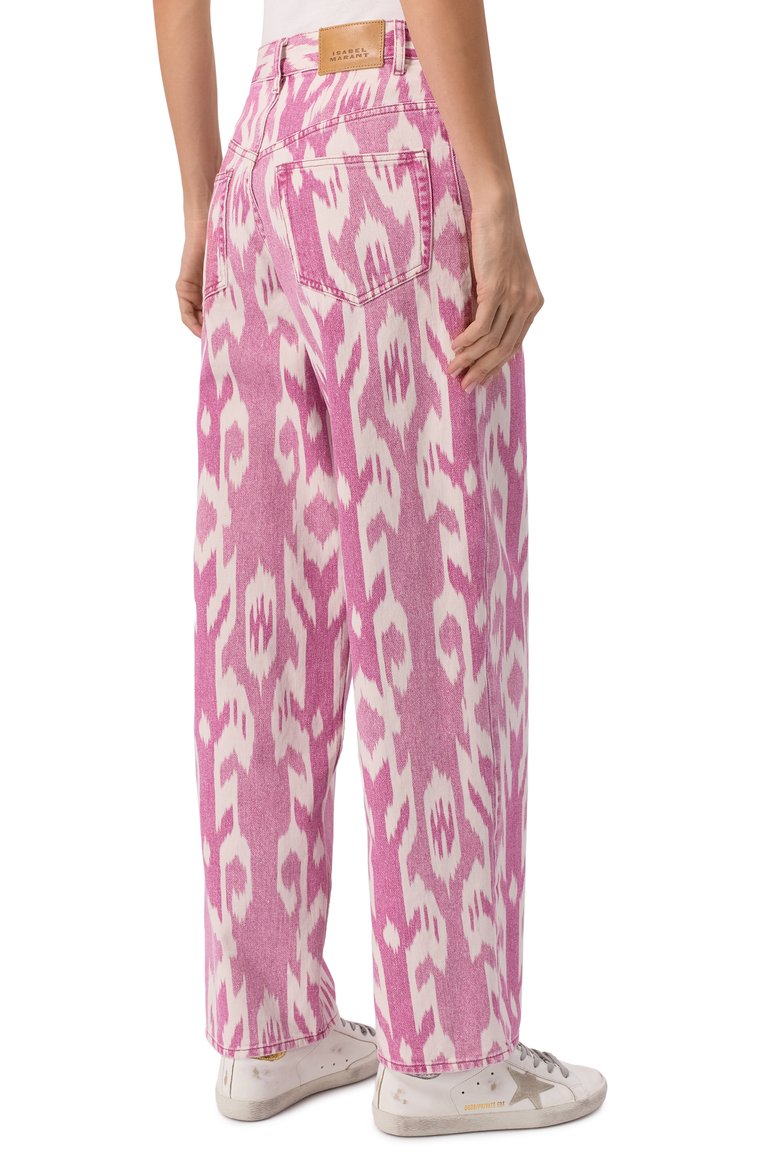 Женские джинсы ISABEL MARANT ETOILE розового цвета, арт. 25PPA0273FA/C1H03E | Фото 4 (Длина (брюки, джинсы): Стандартные; Материал внешний: Хлопок, Деним, Лен; Детали: Принт; Силуэт Ж (брюки и джинсы): Широкие; Кросс-КТ: Деним; Ст�или: Бохо)