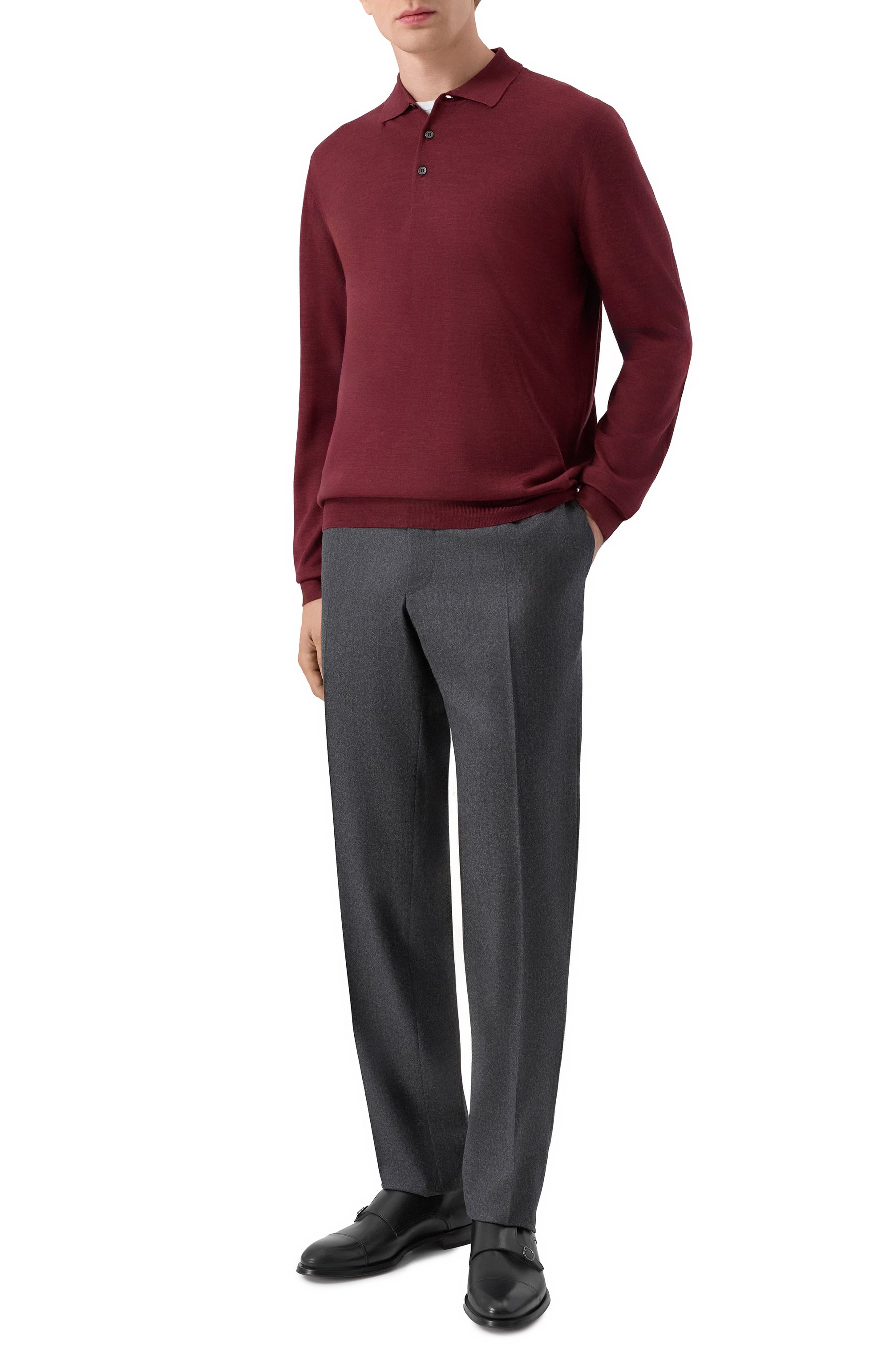 Шерстяное поло CORNELIANI бордового цвета по цене 74450 руб., арт. 26M529-2625126, фото 2 Шерстяное поло CORNELIANI, арт. 26M529-2625126, фото 2