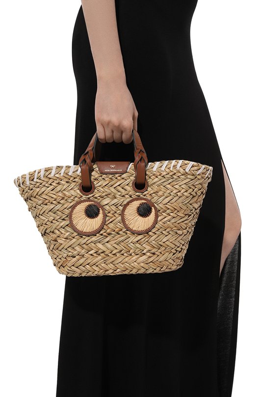 Сумка Small Paper Eyes Basket Anya Hindmarch Бежевый, фото 2