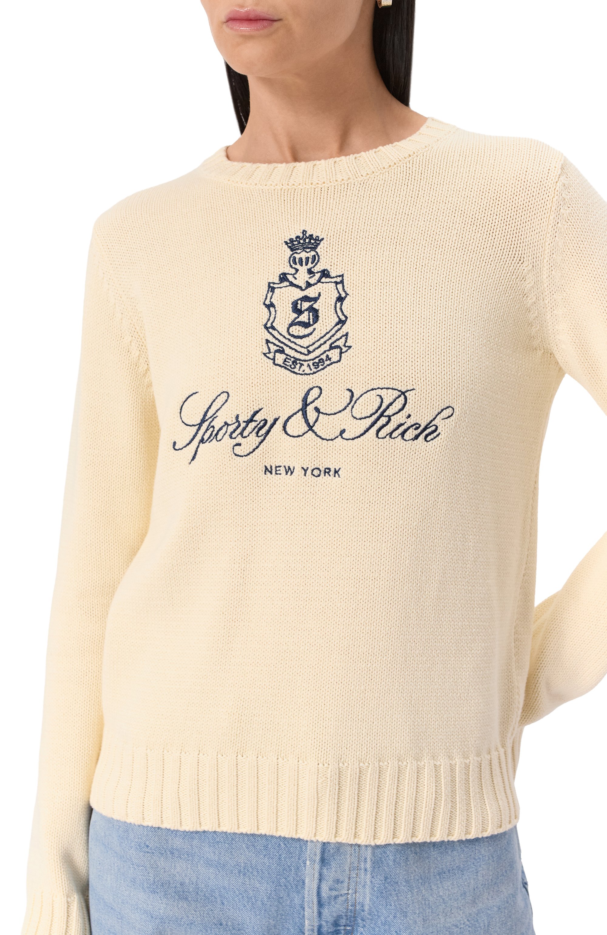 Хлопковый пуловер SPORTY AND RICH, арт. WS065606205WH37, фото 5