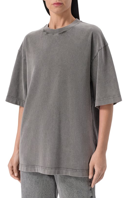 Хлопковая футболка Acne Studios FN-UX-TSHI000018/CL0218 Серый  FN-UX-TSHI000018/CL0218 Фото 3