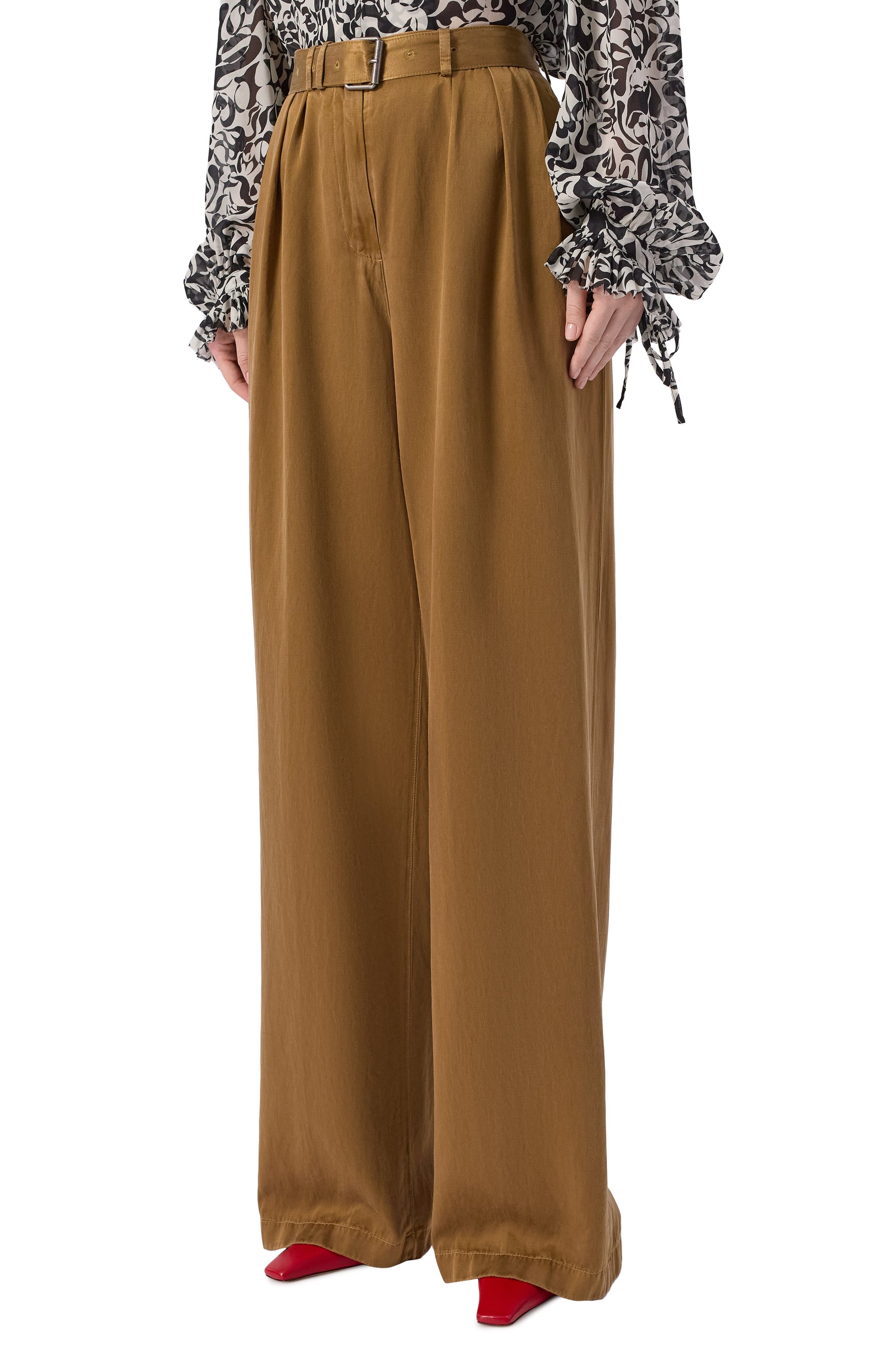 Брюки DRIES VAN NOTEN хаки цвета по цене 89950 руб., арт. 130967/3278, фото 3 Брюки DRIES VAN NOTEN, арт. 130967/3278, фото 3