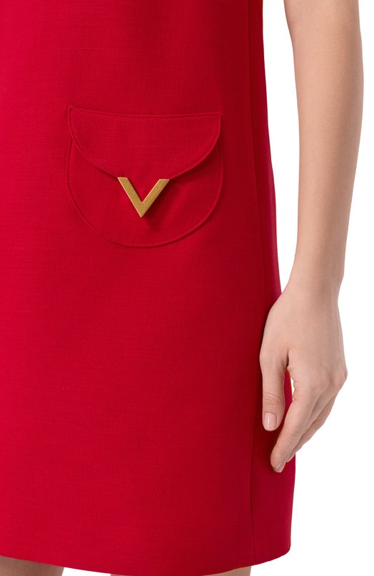 Платье из шерсти и шелка Valentino 8B3VAJD5/1CF Красный  8B3VAJD5/1CF Фото 4