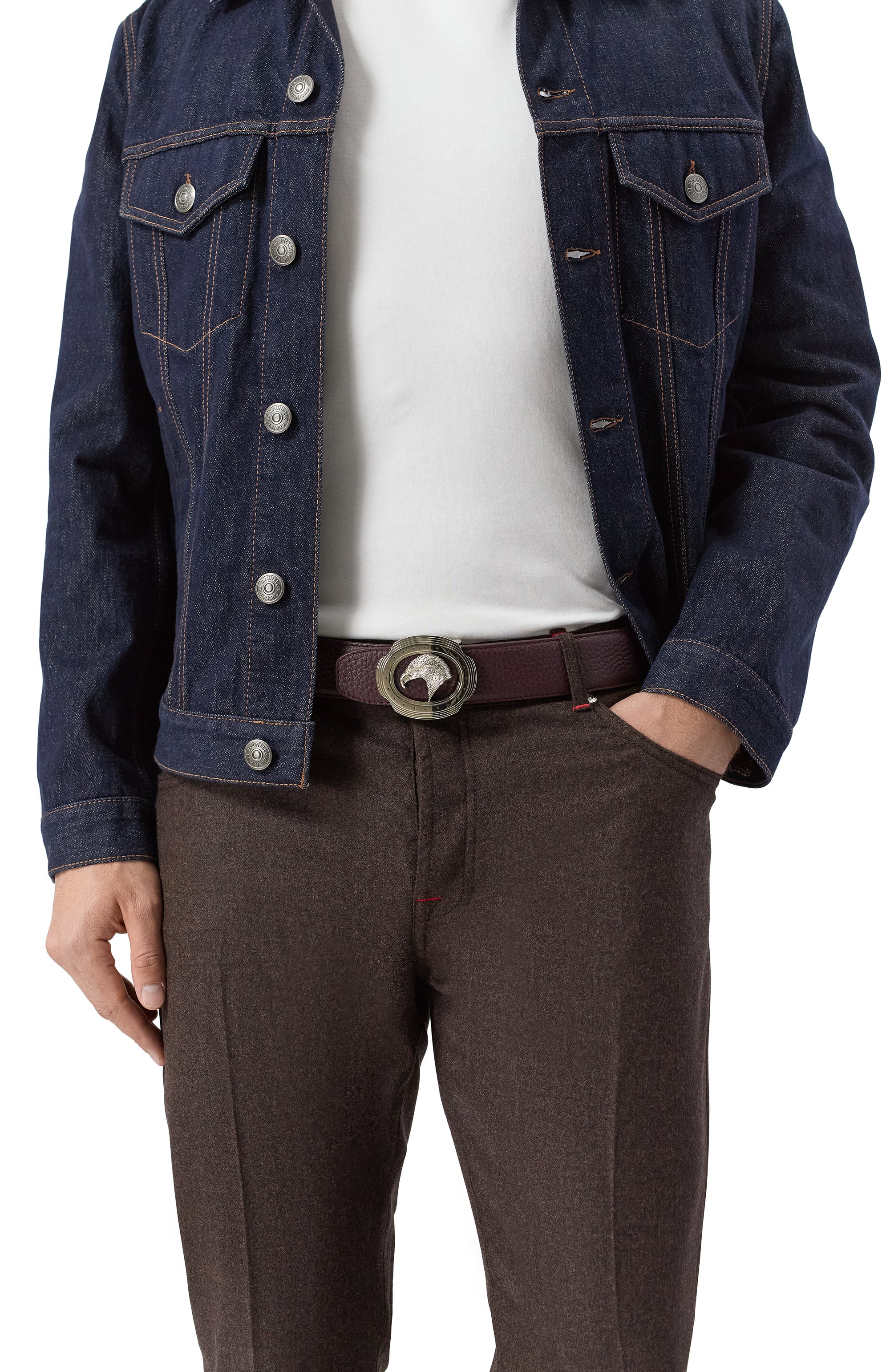 Кожаный ремень STEFANO RICCI бордового цвета по цене 109000 руб., арт. N382VD/C555P, фото 2 Кожаный ремень STEFANO RICCI, арт. N382VD/C555P, фото 2