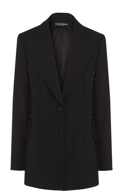 Женский однотонный шерстяной жакет со шнуровкой DOLCE & GABBANA, арт. F294MT/FUBEH