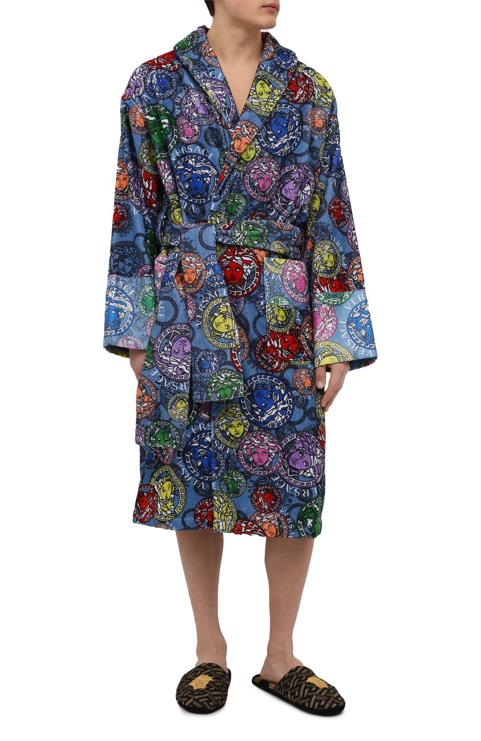 Текстильные домашние туфли VERSACE хаки цвета по цене 28900 руб., арт. ZSLB00007/ZC0SP131, фото 2 Текстильные домашние туфли VERSACE, арт. ZSLB00007/ZC0SP131, фото 2