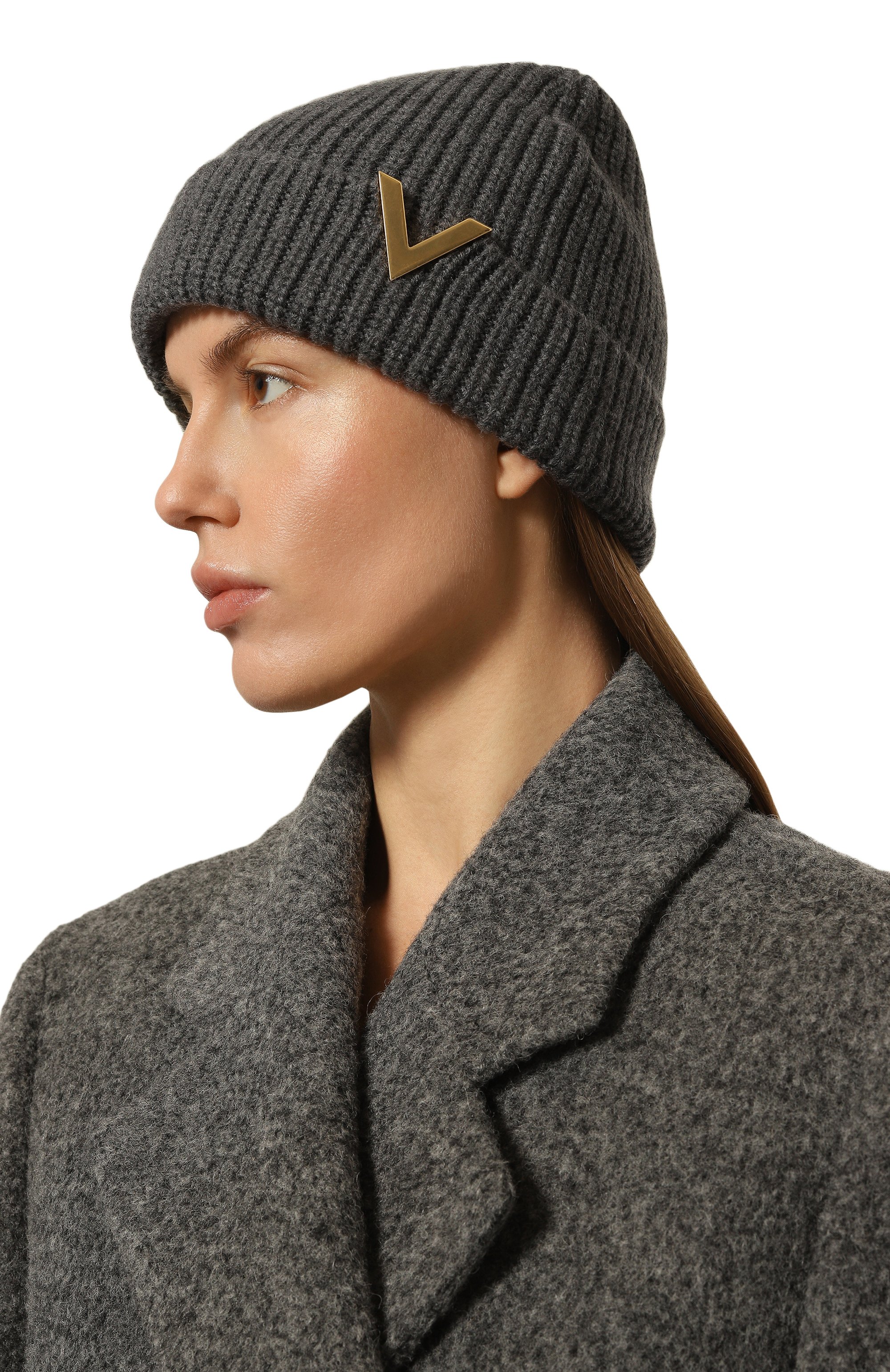 Шерстяная шапка VALENTINO серого цвета по цене 59950 руб., арт. 5W2HB01T/SUK, фото 2 Шерстяная шапка VALENTINO, арт. 5W2HB01T/SUK, фото 2