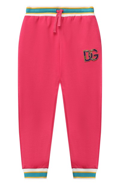Хлопковые джоггеры DOLCE & GABBANA фуксия цвета по цене 42900 руб., арт. L5JP8R/G7CGJ/8-14, фото 1 Хлопковые джоггеры DOLCE & GABBANA, арт. L5JP8R/G7CGJ/8-14, фото 1