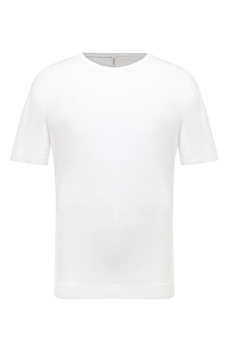 Мужская хлопковая футболка TRANSIT белого цвета, арт. CFUTRW1360 | Фото 1 (Принт: Без принта; Рукава: Короткие; Длина (для топов): Стандартные; Материал сплава: Проставлено; Материал внешний: Хлопок; Драгоценные камни: Проставлено; Стили: Кэжуэл)