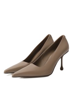 Женские кожаные туфли ixia 80 JIMMY CHOO темно-бежевого цвета, арт. IXIA 80/CLF | Фото 1 (Материал сплава: Проставлено; Каблук тип: Шпилька; Подошва: Плоская; Мате�риал внутренний: Натуральная кожа; Каблук высота: Высокий; Материал внешний: Натуральная кожа; Драгоценные камни: Проставлено)