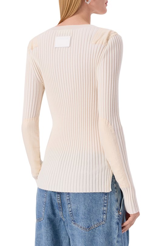 Шерстяной пуловер Helmut Lang P01HW701 Кремовый  P01HW701 Фото 4