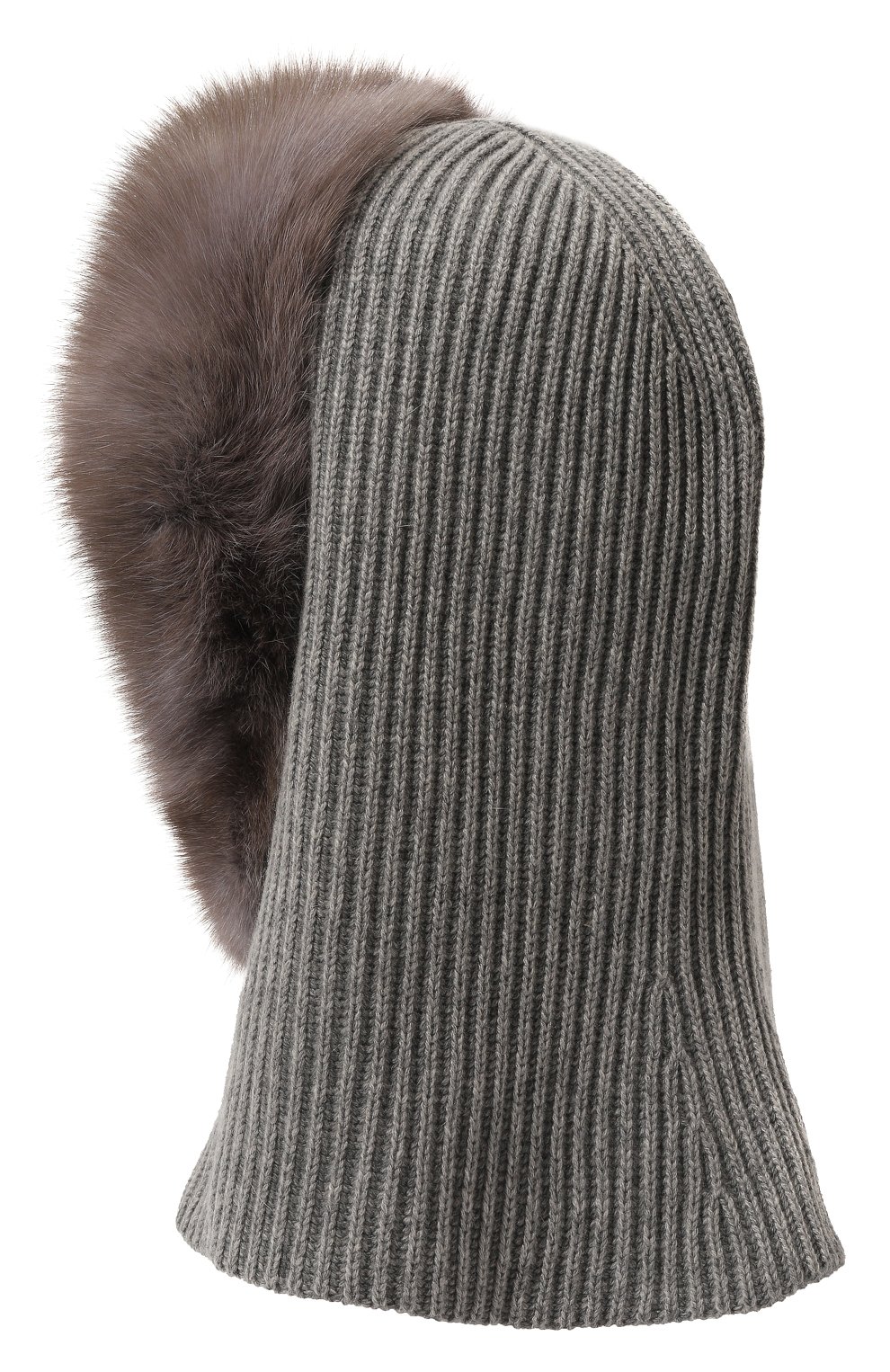 Шерстяной капор с мехом соболя VICTORIA KUSENKOVA серого цвета по цене 322080 руб., арт. 199103481540, фото 3 Шерстяной капор с мехом соболя VICTORIA KUSENKOVA, арт. 199103481540, фото 3