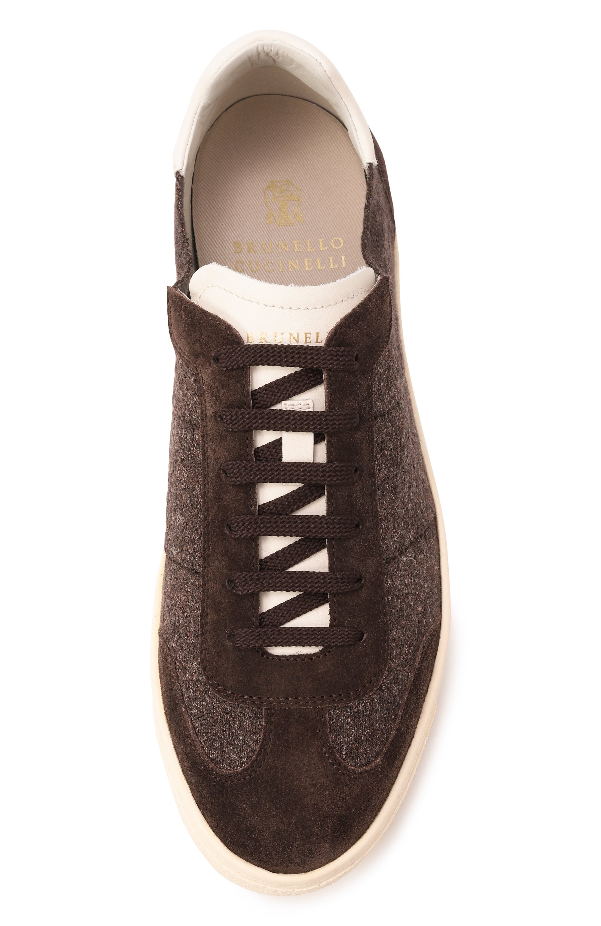 Текстильные кеды BRUNELLO CUCINELLI темно-коричневого цвета по цене 120500 руб., арт. MZUKVTN286, фото 6 Текстильные кеды BRUNELLO CUCINELLI, арт. MZUKVTN286, фото 6