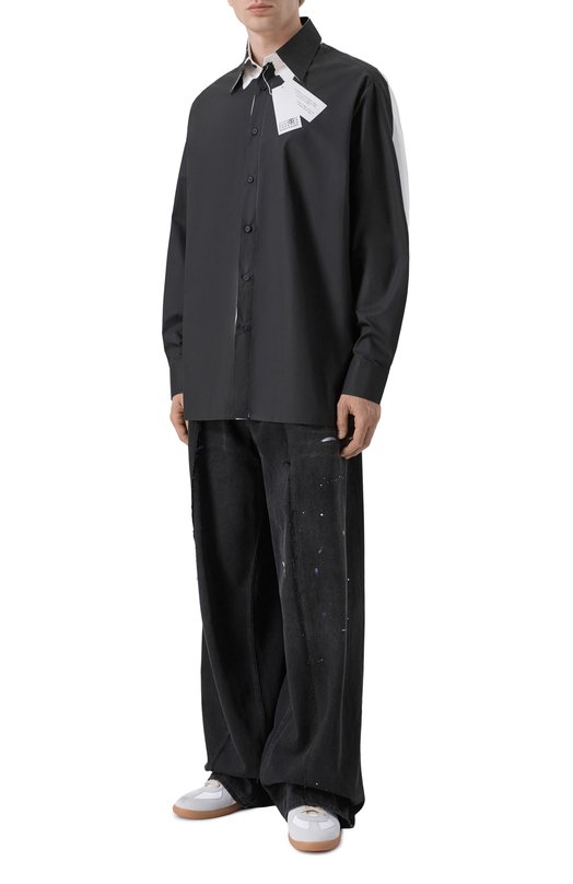 Хлопковая рубашка MM6 SH2DT0028/M35256 Чёрно-белый  SH2DT0028/M35256 Фото 2