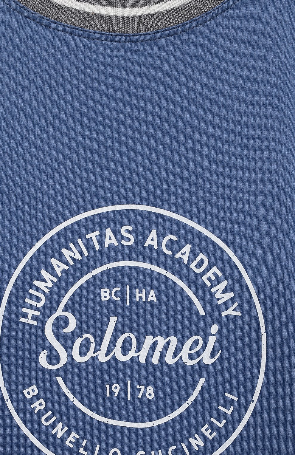 Хлопковый лонгслив BRUNELLO CUCINELLI синего цвета по цене 29700 руб., арт. B0T61T109C, фото 3 Хлопковый лонгслив BRUNELLO CUCINELLI, арт. B0T61T109C, фото 3