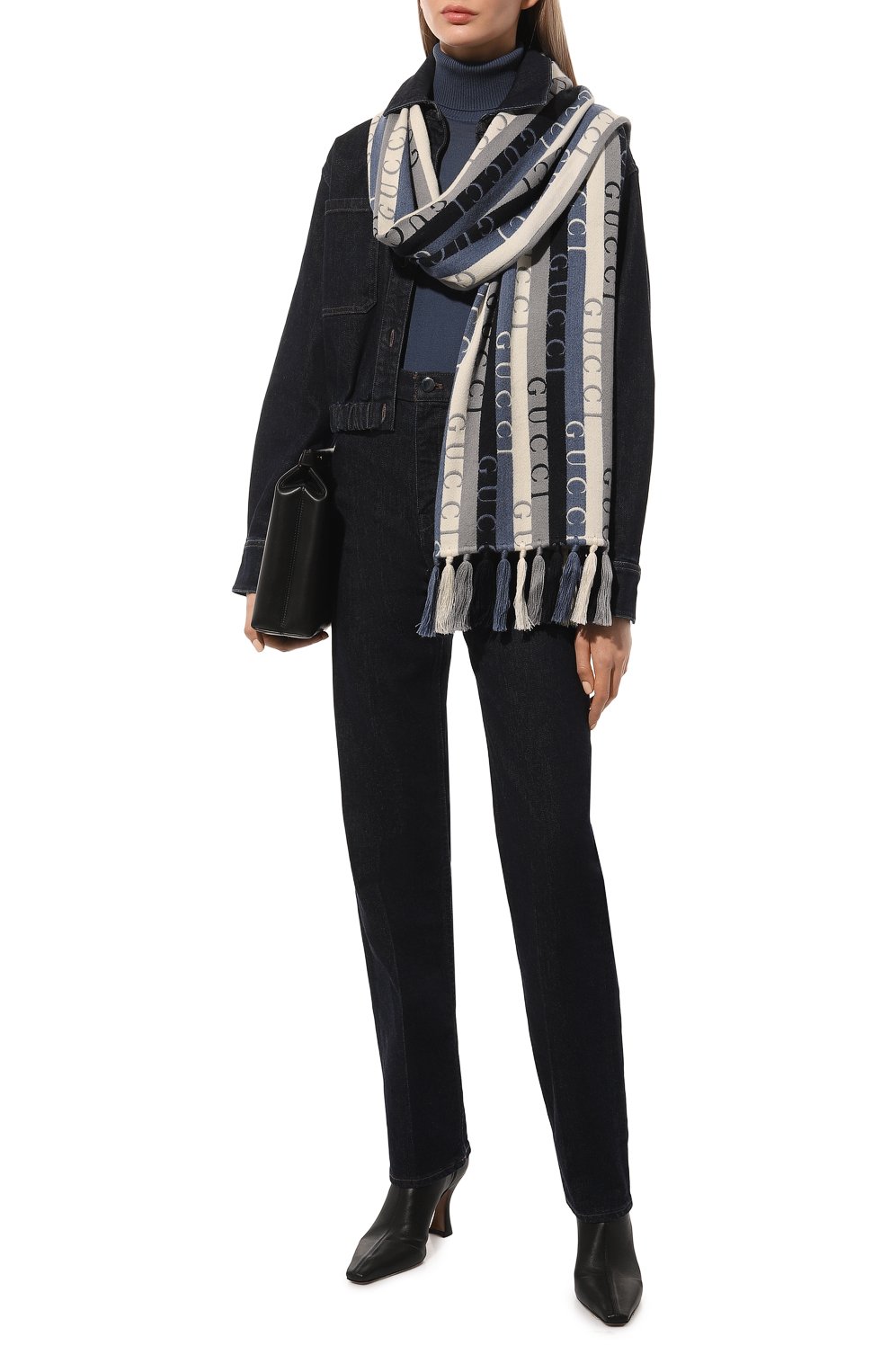 Шарф из шерсти и хлопка GUCCI синего цвета по цене 51840 руб., арт. 634166 3GD91, фото 3 Шарф из шерсти и хлопка GUCCI, арт. 634166 3GD91, фото 3
