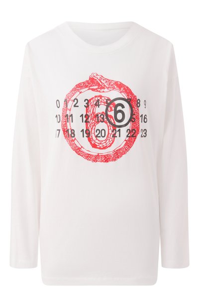 Хлопковый лонгслив MM6 белого цвета по цене 37200 руб., арт. S62GD0197/S24312, фото 1 Хлопковый лонгслив MM6, арт. S62GD0197/S24312, фото 1