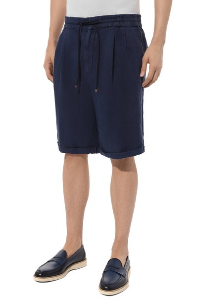 Льняные шорты BRUNELLO CUCINELLI темно-синего цвета по цене 95700 руб., арт. M243DU0020, фото 3 Льняные шорты BRUNELLO CUCINELLI, арт. M243DU0020, фото 3