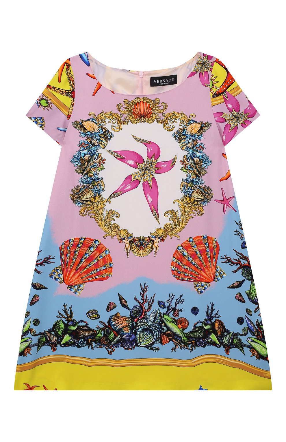 Платье из вискозы VERSACE разноцветного цвета по цене 68500 руб., арт. 1000597/1A00417/8A-14A, фото 1 Платье из вискозы VERSACE, арт. 1000597/1A00417/8A-14A, фото 1