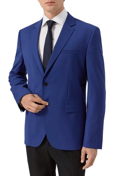 Однобортный пиджак HUGO синего цвета по цене 37950 руб., арт. 50540157, фото 4 Однобортный пиджак HUGO, арт. 50540157, фото 4