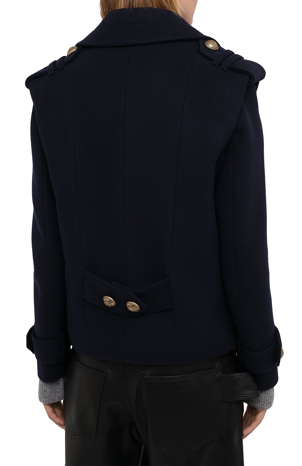Шерстяное пальто BALMAIN темно-синего цвета по цене 142500 руб., арт. UF19495/W006, фото 4 Шерстяное пальто BALMAIN, арт. UF19495/W006, фото 4