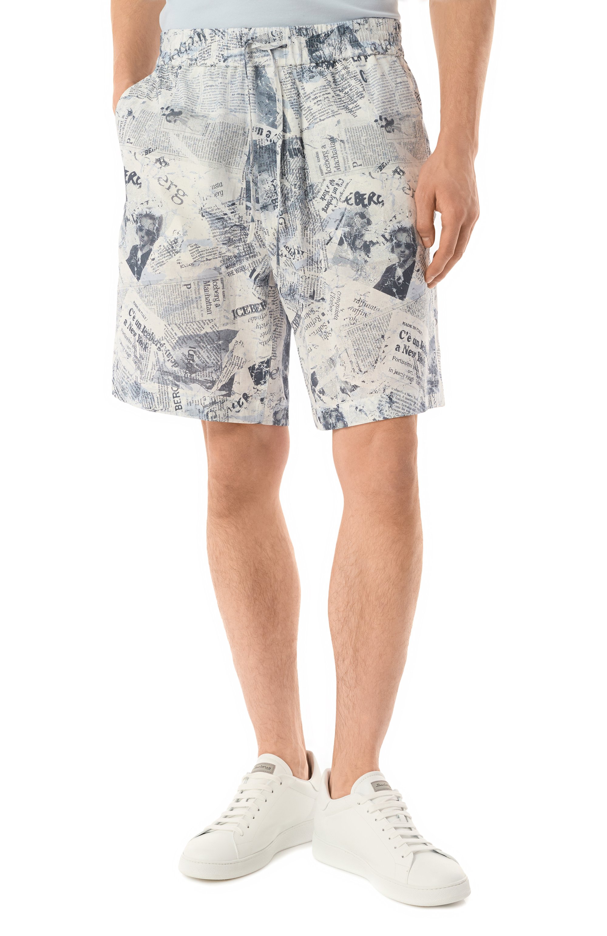 Шорты изо льна и хлопка ICEBERG голубого цвета по цене 34950 руб., арт. D091/3603, фото 3 Шорты изо льна и хлопка ICEBERG, арт. D091/3603, фото 3