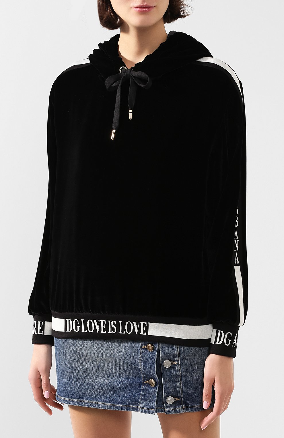 Бархатное худи DOLCE & GABBANA черного цвета по цене 181000 руб., арт. F9G40T/G7VDM, фото 3 Бархатное худи DOLCE & GABBANA, арт. F9G40T/G7VDM, фото 3