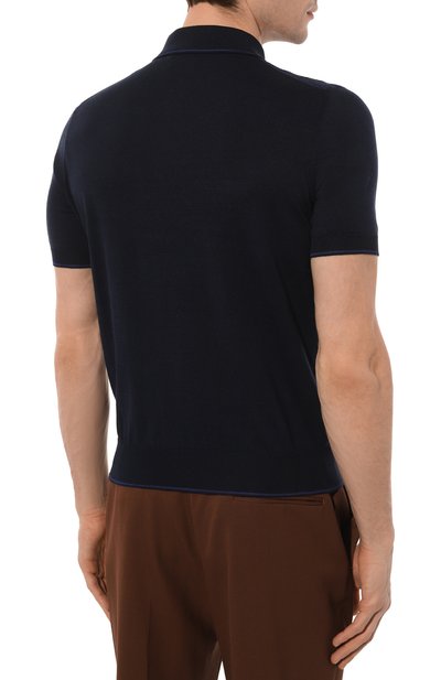 Поло из шелка и хлопка STEFANO RICCI темно-синего цвета по цене 115000 руб., арт. K818048P31/F23176, фото 4 Поло из шелка и хлопка STEFANO RICCI, арт. K818048P31/F23176, фото 4