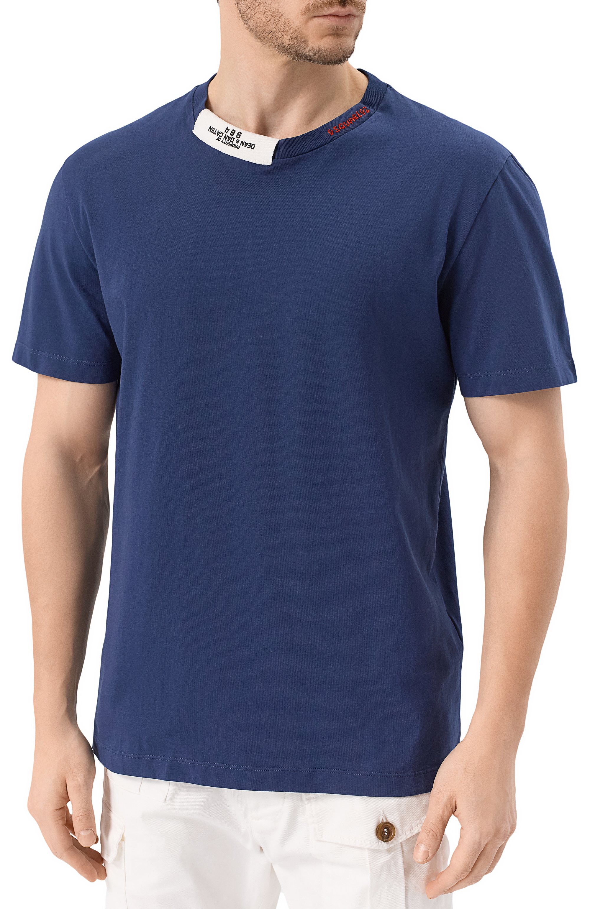 Хлопковая футболка DSQUARED2 темно-синего цвета по цене 35150 руб., арт. S74GD1417/D20020, фото 3 Хлопковая футболка DSQUARED2, арт. S74GD1417/D20020, фото 3