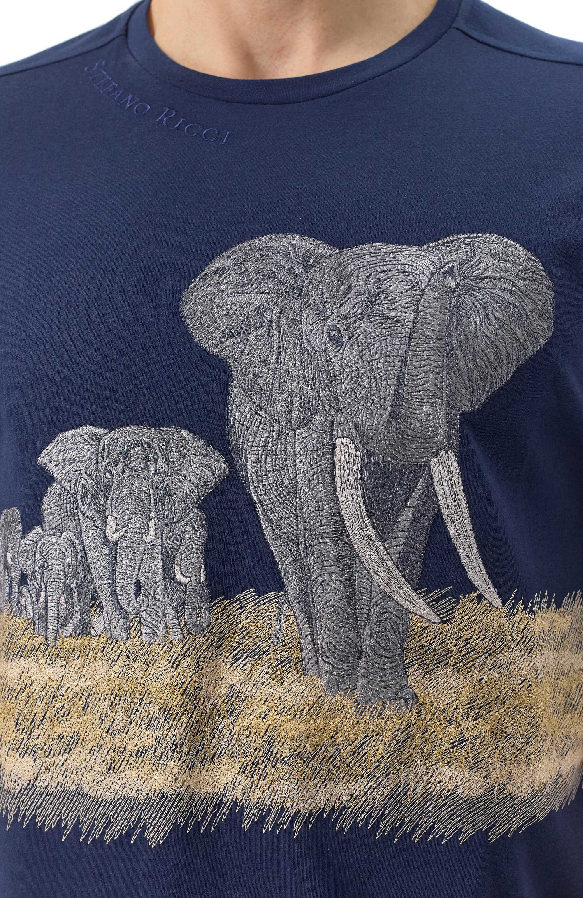 Футболка STEFANO RICCI темно-синего цвета по цене 110000 руб., арт. MNH5204450/803, фото 5 Футболка STEFANO RICCI, арт. MNH5204450/803, фото 5