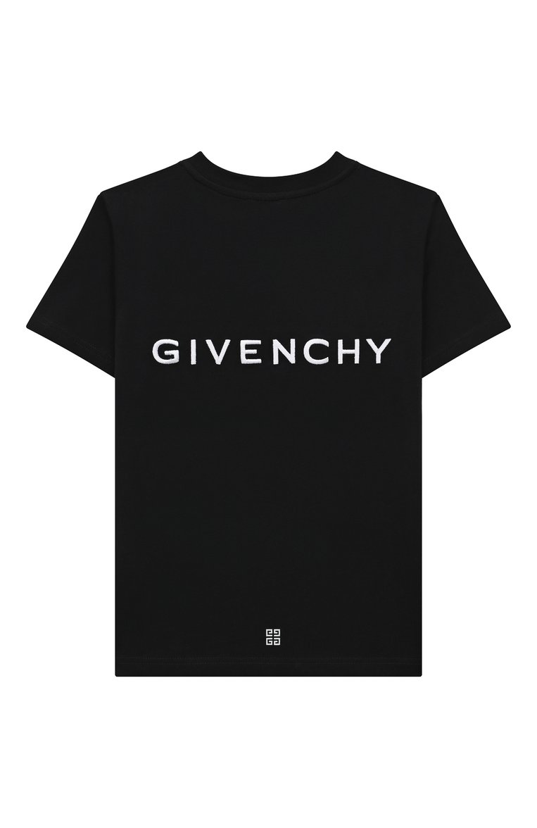 Детская хлопковая футболка GIVENCHY черного цвета, арт. H25453/6A-12A | Фото 2 (Рукава: Короткие; Материал внешний: Хлопок; Материал сплава: Проставлено; Драгоценные камни: Проставлено; Мальчики Кросс-КТ: Футболка-одежда; Тематический товар: Disney)