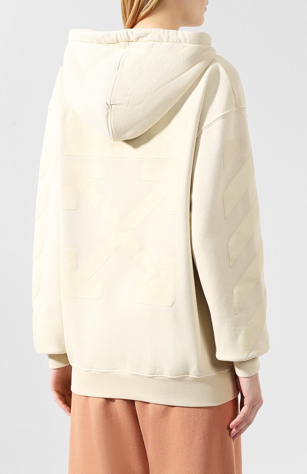 Хлопковое худи OFF-WHITE бежевого цвета по цене 39950 руб., арт. 0WBB032E19F300964747, фото 4 Хлопковое худи OFF-WHITE, арт. 0WBB032E19F300964747, фото 4