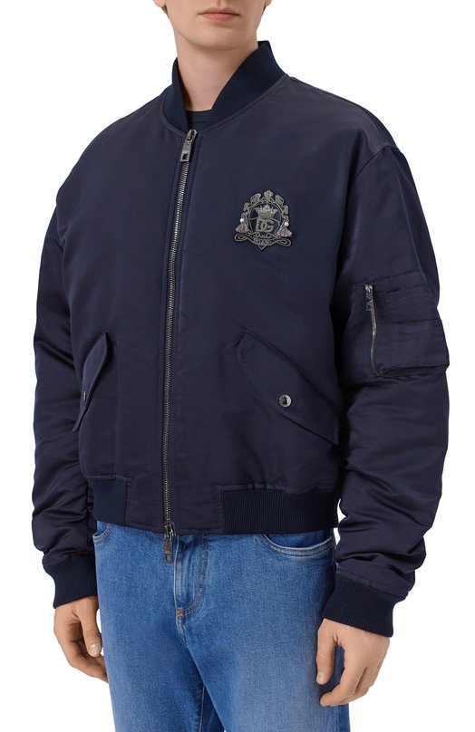 Шелковый бомбер Dolce & Gabbana G9BBMZ/FU1JL Синий  G9BBMZ/FU1JL Фото 3