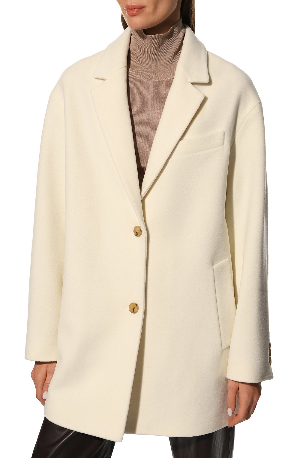 Шерстяное полупальто OLOLOL кремового цвета по цене 55300 руб., арт. OLCT004/2376.111/S22, фото 3 Шерстяное полупальто OLOLOL, арт. OLCT004/2376.111/S22, фото 3