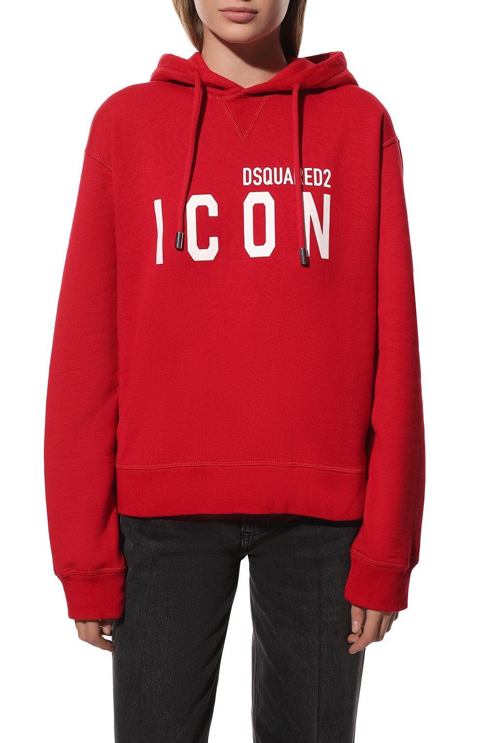 Хлопковое худи DSQUARED2 красного цвета по цене 43250 руб., арт. S80GU0002/S25516, фото 3 Хлопковое худи DSQUARED2, арт. S80GU0002/S25516, фото 3