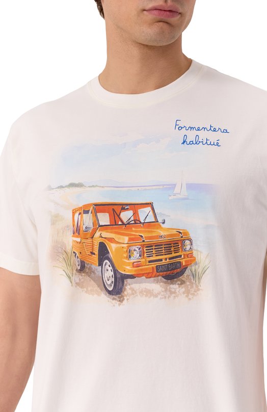 Хлопковая футболка MC2 Saint Barth STBM TSHIRT MAN/00291H Кремовый  STBM TSHIRT MAN/00291H Фото 5