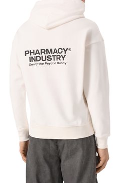 Мужской хлопковое худи PHARMACY INDUSTRY белого цвета, арт. PHABM00180 | Фото 4 (Материал внешний: Хлопок, Синтетический материал; Рукава: Длинные; Длина (для топов): Стандартные; Принт: С принтом; Стили: Гранж; Мужское Кросс-КТ: Худи-одежда)