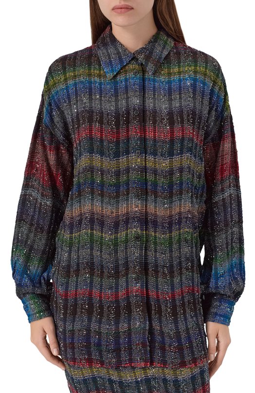 Рубашка из вискозы и хлопка Missoni DS25WJ15/BC005U Разноцветный  DS25WJ15/BC005U Фото 3