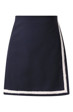 Женская шерстяная юбка MSGM синего цвета, арт. 3841MDD16/257127 | Фото 1 (Материал внешний: Шерсть; Длина Ж (юбки, платья, шорты): Мини; Стили: Преппи; Кросс-КТ: костюм)