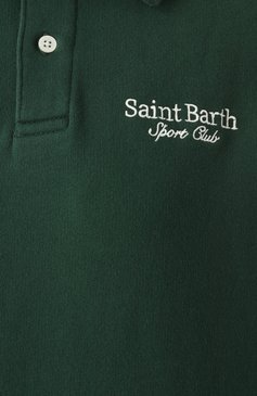 Женское хлопковое поло MC2 SAINT BARTH зеленого цвета, арт. BERENICE/00942G | Фото 6 (Длина (для топов): Стандартные; Материал сплава: Проставлено; Материал внешний: Хлопок; Драгоценные камни: Проставлено; Рукава: Длинные; Стили: Кэжуэл)