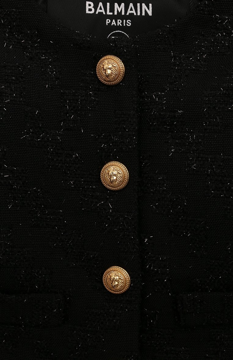 Детский жакет BALMAIN черного цвета, арт. BV2024 | Фото 3 (Материал внешний: Хлопок, Синтетический материал; Нос: Не проставлено; Ростовка одежда: 12 мес | 80 см, 18 мес | 86 см)