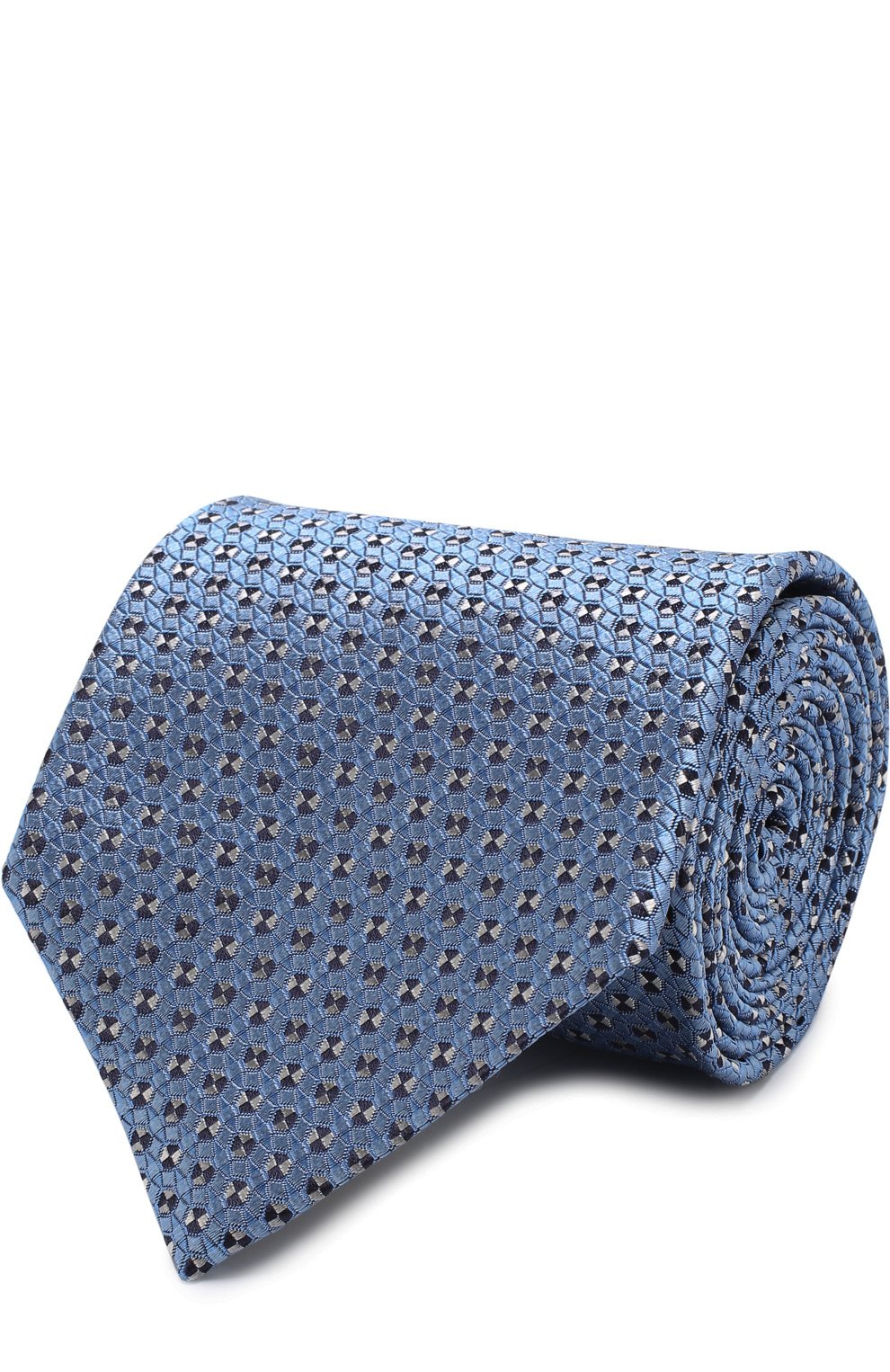 Шелковый галстук с узором ZEGNA голубого цвета по цене 22850 руб., арт. Z3E20/1XW, фото 1 Шелковый галстук с узором ZEGNA, арт. Z3E20/1XW, фото 1