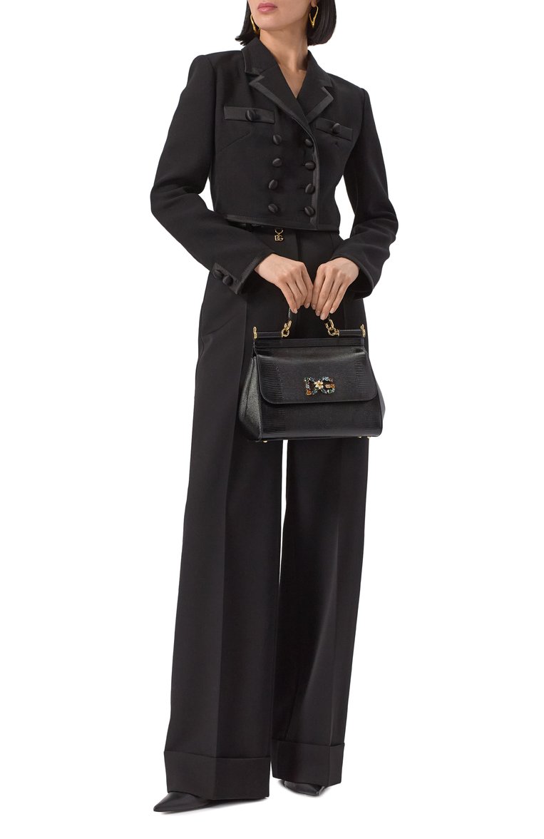 Женская сумка sicily medium DOLCE & GABBANA черного цвета, арт. BB6002/AI742 | Фото 7 (Ремень/цепочка: На ремешке; Материал: Натуральная кожа; Статус проверки: Проверено, Проверена категория; Сумки-технические: Сумки через плечо, Сумки top-handle; Размер: medium)